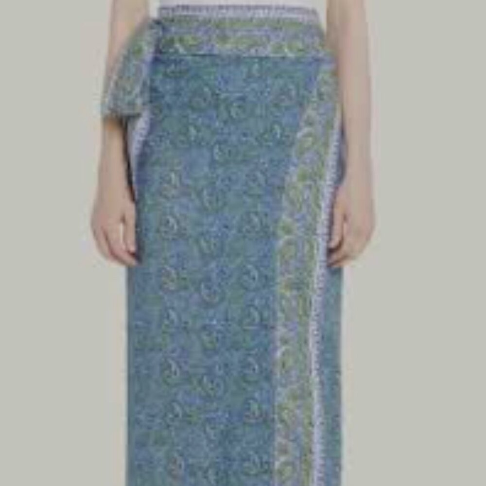 Veronica Beard Amura Paisley-Print Midi Wrap Skirt Size M NWT